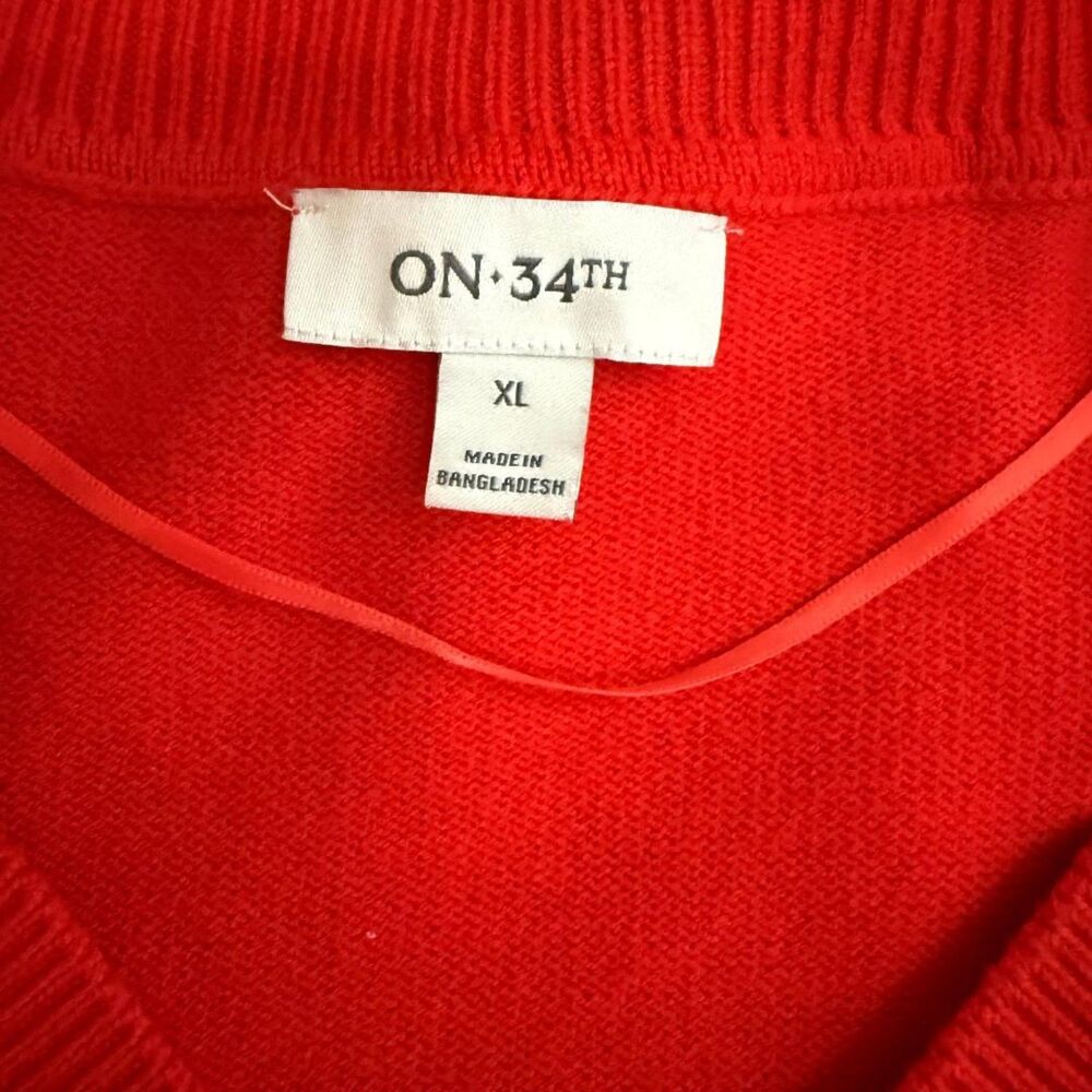 On 34th Women's Red V-Neck Dropped-Shoulder Sweater, MACY'S! New! Size XL - Picture 8 of 10